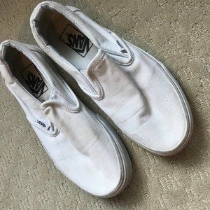 White Slip On Vans 7